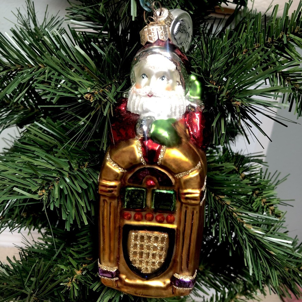 Radko Ornament Jingle Bell Rock Jukebox Santa  Festive‎ Holiday Festival Vintage